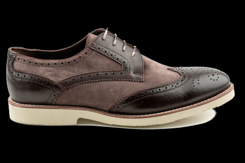 Mens Casual Brown Suede Sneaker-Like Wingtip Derby Shoes